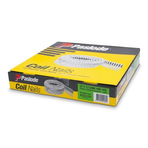 Paslode B25155 52mm x 2.5mm Ring Hot Dipped Galvanised Plastic Collated Dome Head Coil Nails