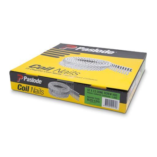 Paslode B25165 52mm x 2.5mm Screw Hot Dipped Galvanised Plastic Collated Dome Head Coil Nails