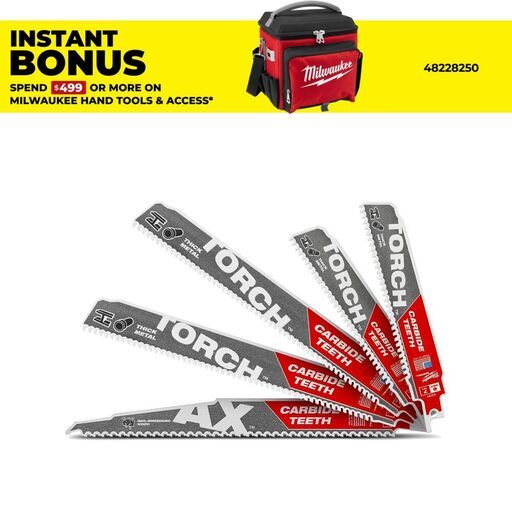 Milwaukee 49222206 5pce SAWZALL Carbide Teeth Reciprocating Saw Blade Set