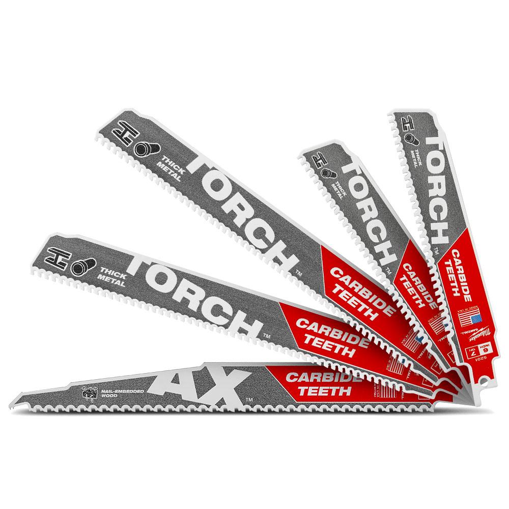 Milwaukee 49222206 5pce SAWZALL Carbide Teeth Reciprocating Saw Blade Set