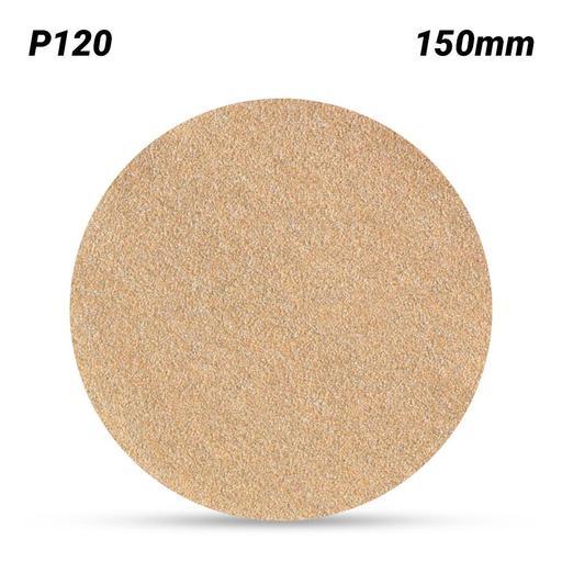 3M 7100015154 (GC800504802) 150mm (6") 255P P120 Hookit Gold Paper Disc With No Dust Extraction