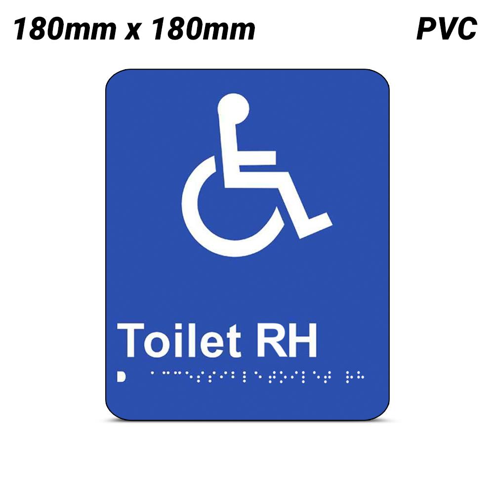 Uniform Safety Signs BTS003-RH 180mm x 180mm PVC Braille Accessible Toilet Right Hand Transfer Sign – image 1