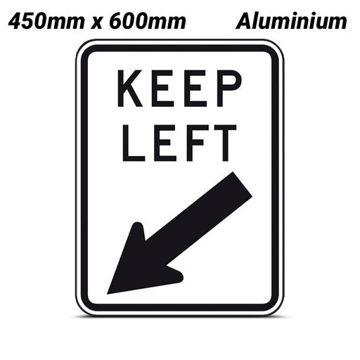 Uniform Safety Signs R2-3A(L)C1 600mm x 450mm Aluminium Class 1 Keep Left With Arrow Sign