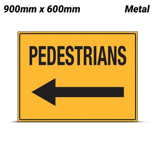 Uniform Safety Signs SG514 900mm x 600mm Metal Class 1 Reflective Pedestrians With Left Arrow Safety Sign