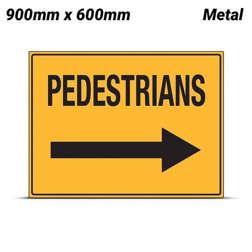 Uniform Safety Signs SG515 900mm x 600mm Metal Class 1 Reflective Pedestrians With Right Arrow Safety Sign