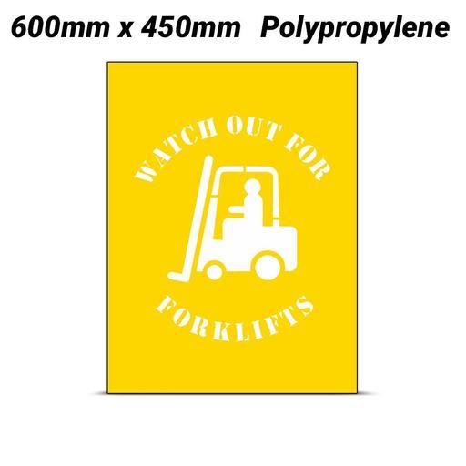 Uniform Safety Signs ST1205 600mm x 450mm Polypropylene Watch Out For Forklifts Stencil