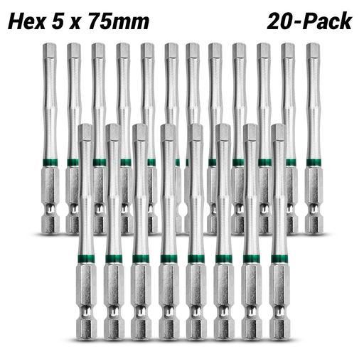 Xtorque XH5T20 HEX 5 75mm Hex Tamperproof Head Torsion Driver Bit - 20 Pack