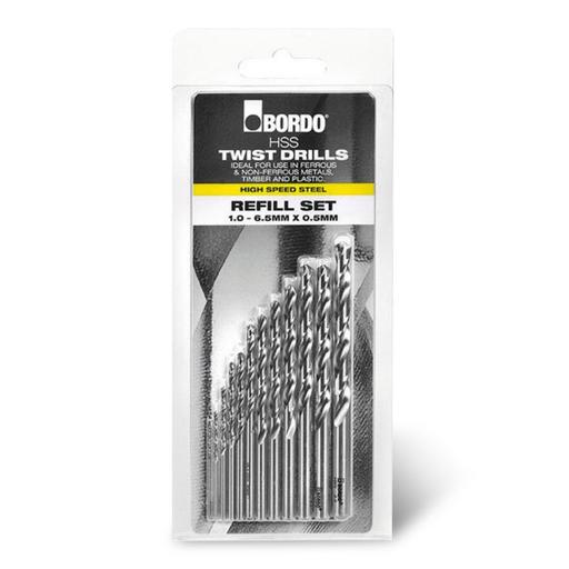 Bordo 2007-M1S 12pce 1mm - 6.5mm Bright HSS Jobber Refill Set 