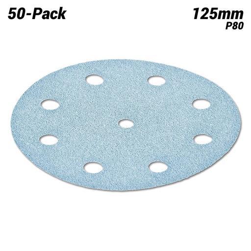 Festool STF D125/90 P80 GR/50x (497167) 50-Pack 125mm (5") 9 Hole P80 Grit Granat Abrasive Discs