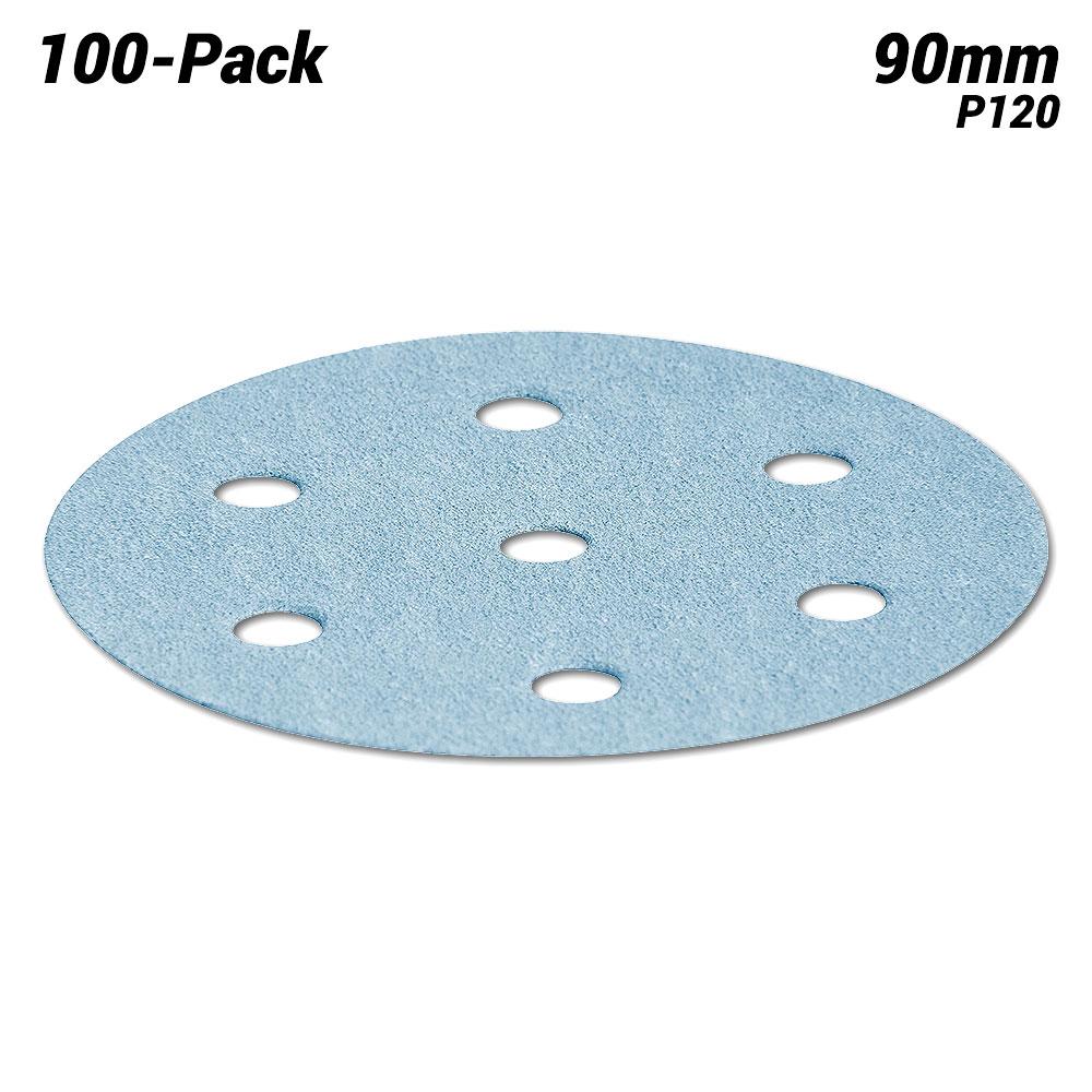 Festool STF D90/6 P120 GR/100x (497367) 100-Pack 90mm (3-1/2") 6 Hole P120 Grit Granat Abrasive Discs – image 1