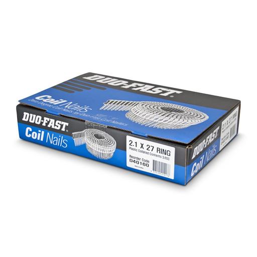 Paslode D40160 DUOFAST 2.1mm x 27mm Ring Bright 0 Degree Plastic