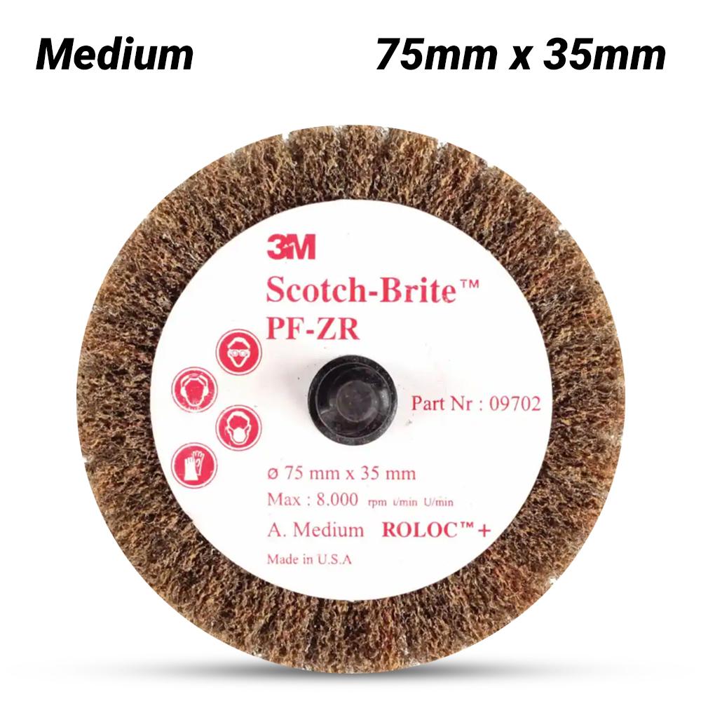 3M 7000077904 (FN510078317) 75mm x 35mm Scotch-Brite Roloc Medium Cut & Polish Flap Brush – image 1