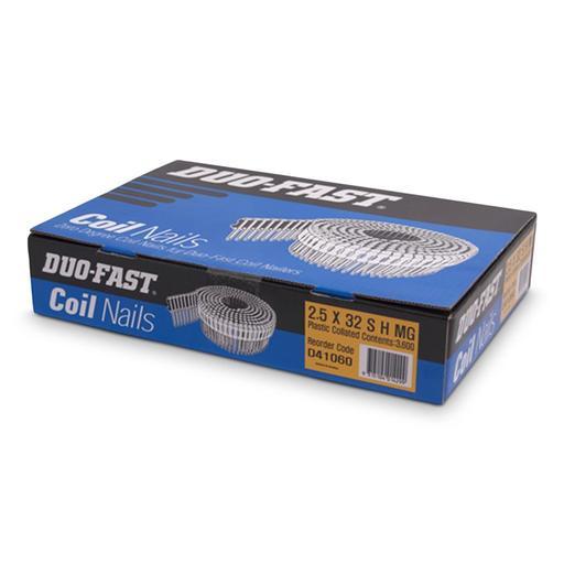 Paslode D41060 DUO-FAST 2.5mm x 32mm Shmg Mechanical Galvanised 0 Degree Plastic Collated Coil Nails