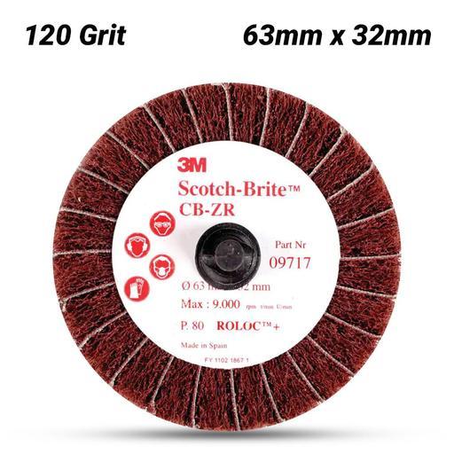 3M 7000077906 (FN510078341) 63mm x 32mm Scotch-Brite Roloc 9720 120 Grit Combination Flap Brush