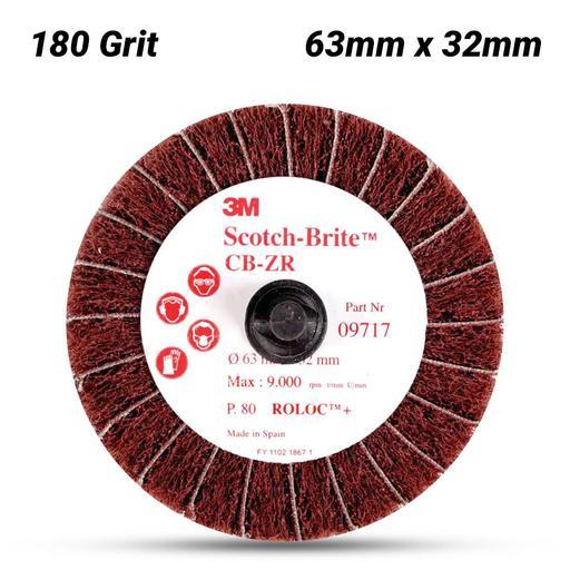3M 7000077939 (FN510078929) 63mm x 32mm Scotch-Brite Roloc 9723 180 Grit Combination Flap Brush