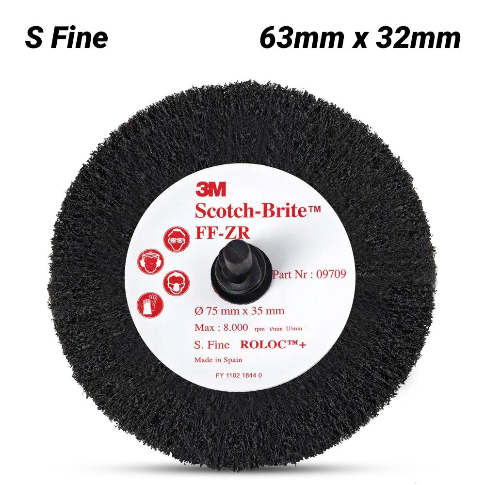 3M FN510078242-10PK 10-Pack 63mm x 32mm Scotch-Brite Roloc 9708 S FINE Clean & Finish Flap Brush – image 3