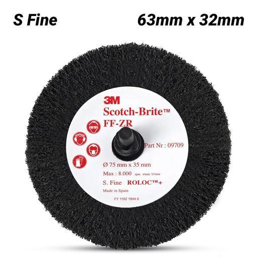 3M FN510078242-10PK 10-Pack 63mm x 32mm Scotch-Brite Roloc 9708 S FINE Clean & Finish Flap Brush – image 3