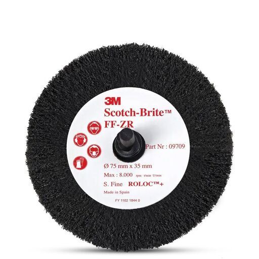 3M FN510078242-10PK 10-Pack 63mm x 32mm Scotch-Brite Roloc 9708 S FINE Clean & Finish Flap Brush – image 2