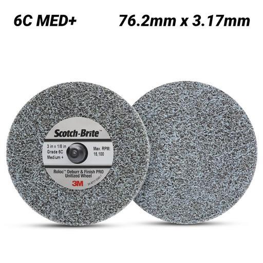 3M 7100081366 (61500301298) 76.2mm x 3.17 Scotch-Brite Roloc 6C MED+ Deburr & Finish PRO Unitised Wheel