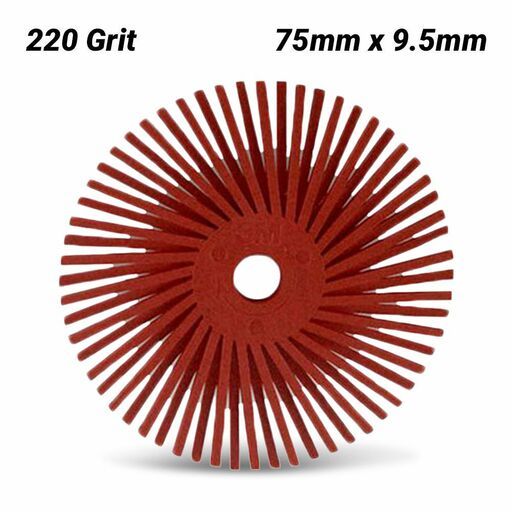 3M 7100138297 (61500176096) 75mm x 9.5mm Scotch-Brite 220 Grit Angled Radial Bristle Disc