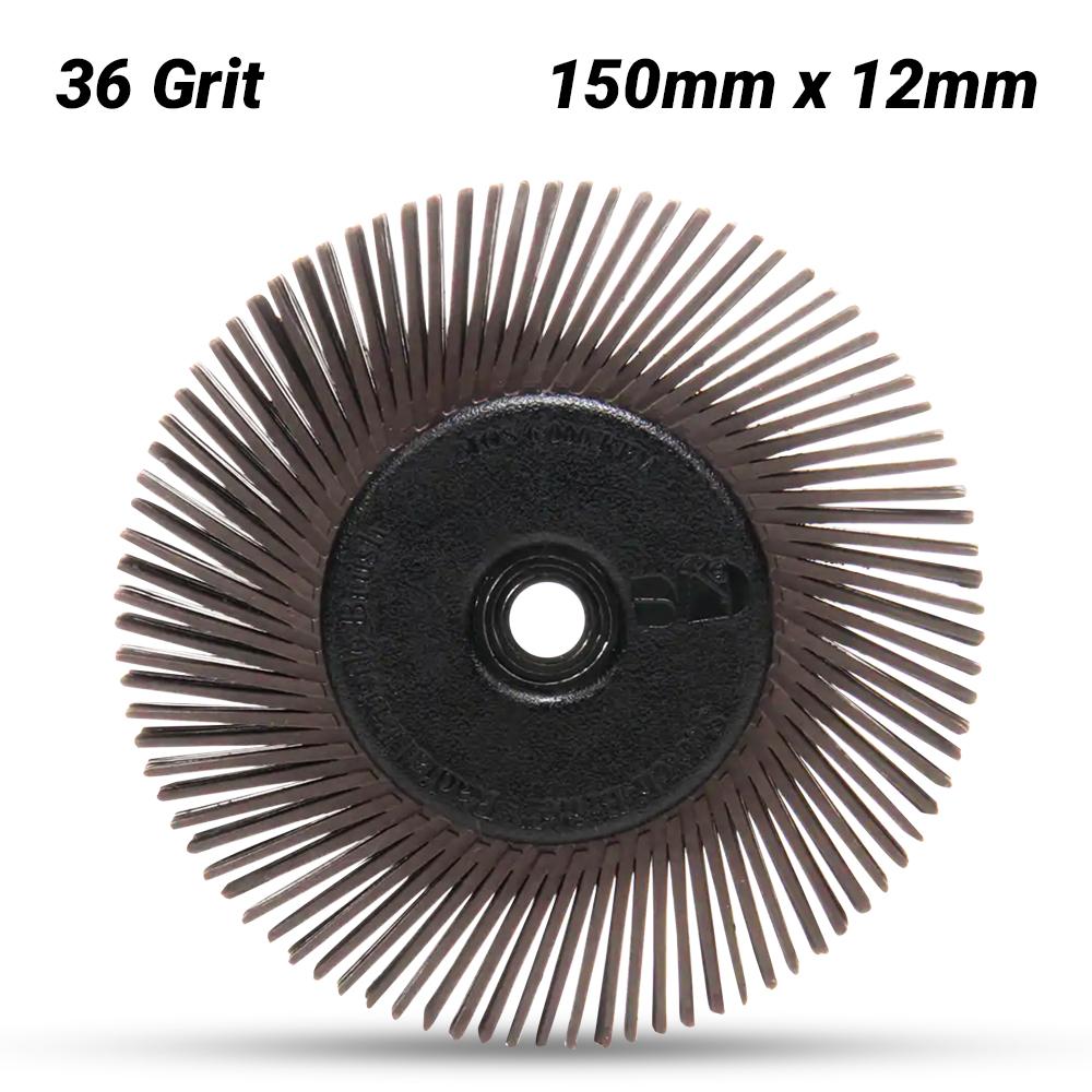 3M 7100138290 (61500151446) 150mm x 12mm Scotch-Brite 36 Grit Curved Radial Bristle Brush – image 1