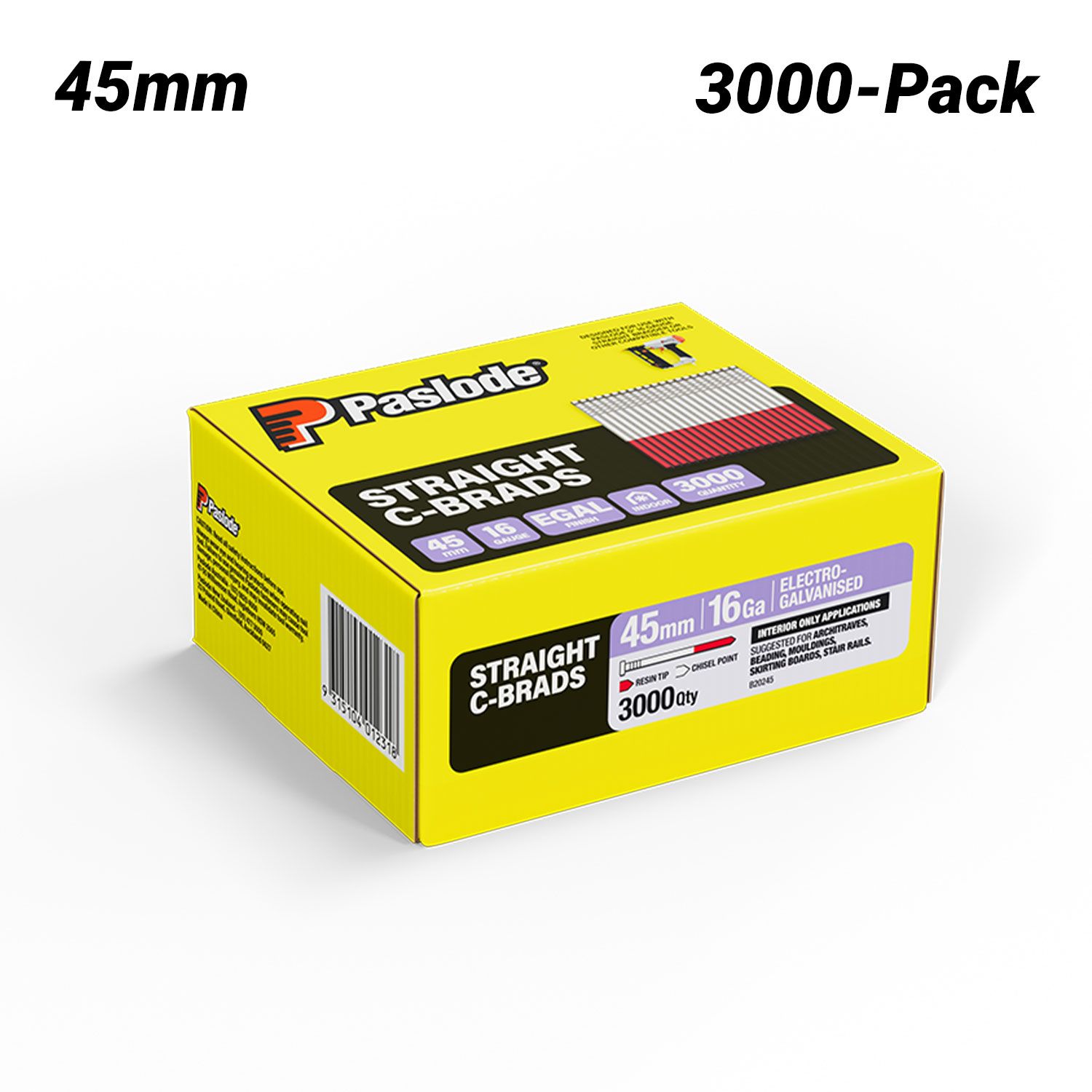 Paslode B20245 3000-Pack C Series 45mm 16 Gauge Galvanised Brad Nails – image 1
