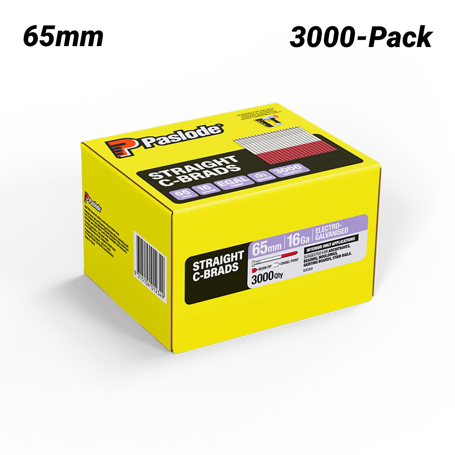 Paslode B20265 3000-Pack C Series 65mm 16 Gauge Galvanised Brad Nails – image 1