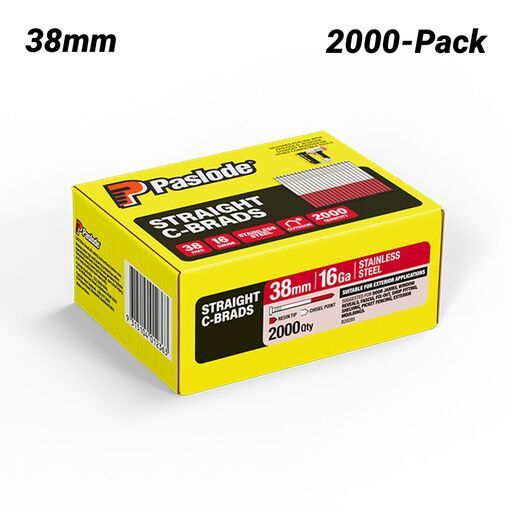Paslode B20285 2000-Pack C Series 38mm 16 Gauge Stainless Steel Brad Nails