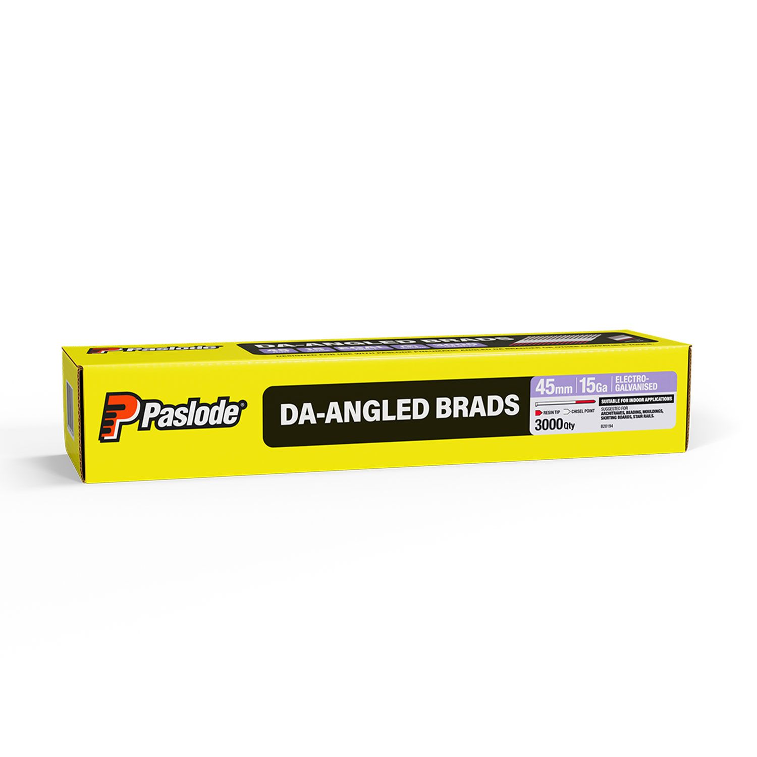 Paslode B20194 3000-Pack DA19 45mm 15 Gauge Electro Galvanised Brad Nails – image 4