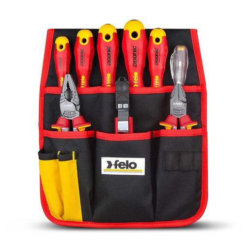 Felo 41399504 9pce 1000V VDE Belt Pouch Tool Set with Screwdrivers & Pliers