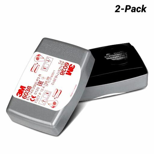 3M 7000059883 (CR180811893) 2-Pack P2/P3 Particulate Rectangular Filter Pair with Nuisance Level Organic Vapour/Acid Gas Relief