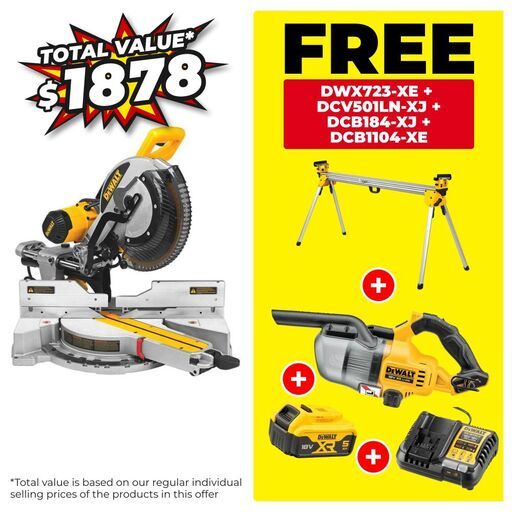 DeWalt DWS780-XE 1675W 305mm (12") Dual Bevel Slide Compound Mitre Saw
