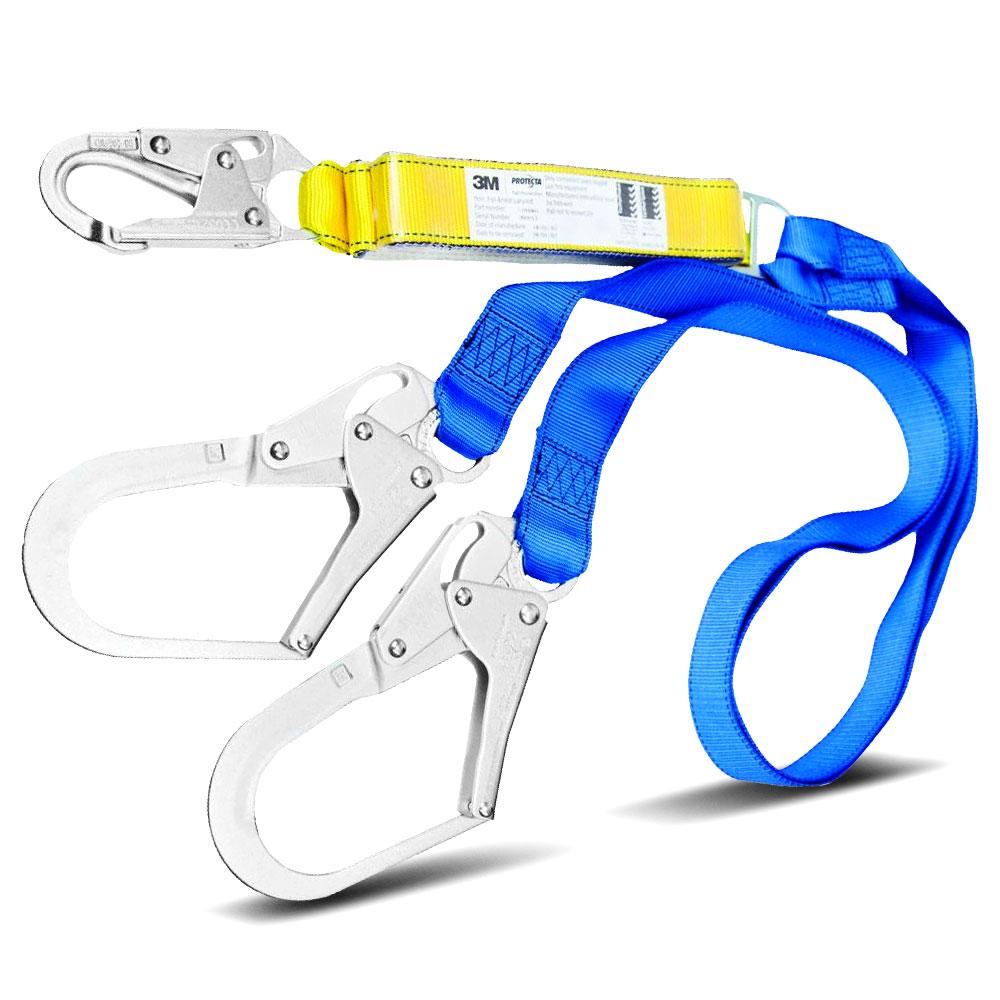 3M 7012869901 (AT010621616) PROTECTA FIRST 2m Double Tail Shock Absorbing Lanyard with Scaffold Hook – image 1
