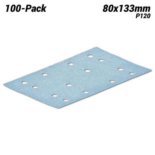 Festool 497120 (STF 80 x 133 P120 GR/100x) 100-Pack 80mm x 133mm 14 Hole P120 Grit Granat Abrasive Sheets