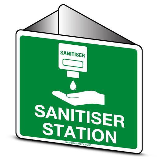Uniform Safety Signs 5904OWP 225mm x 225mm Poly Off-Wall Sanitiser Station Sign – image 2