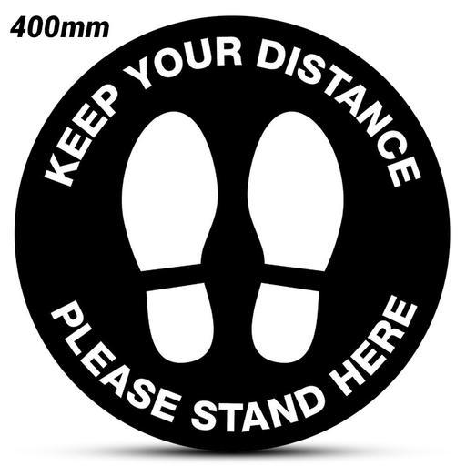 Uniform Safety Signs 5911FG 400mm Keep Your Distance Please Stand Here Anti-Slip Floor Graphic