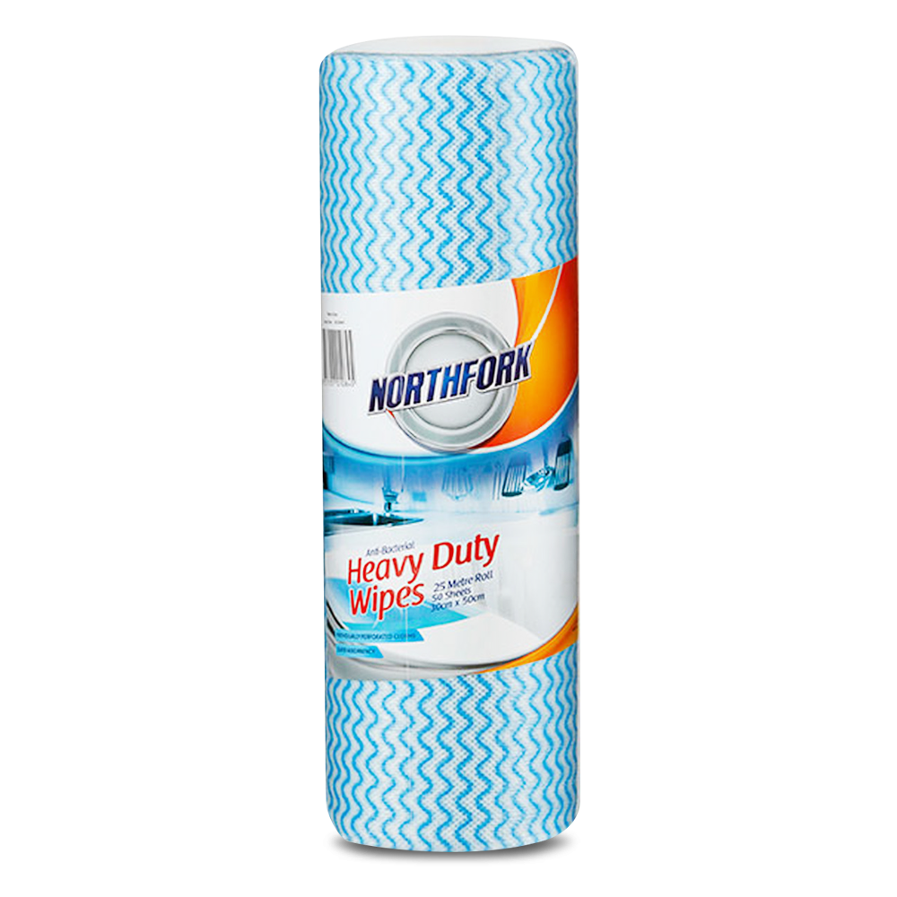 Northfork 631254641 50-Pack Blue Antibacterial Perforated Roll Wipes – image 1