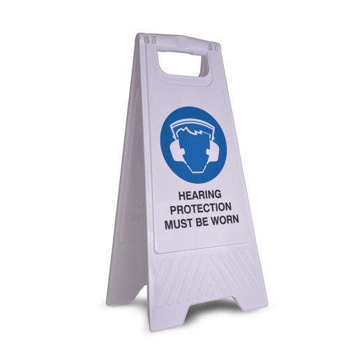 CleanLink 12164 32x31x65cm White Safety Sign Hearing Protection Must Be Worn
