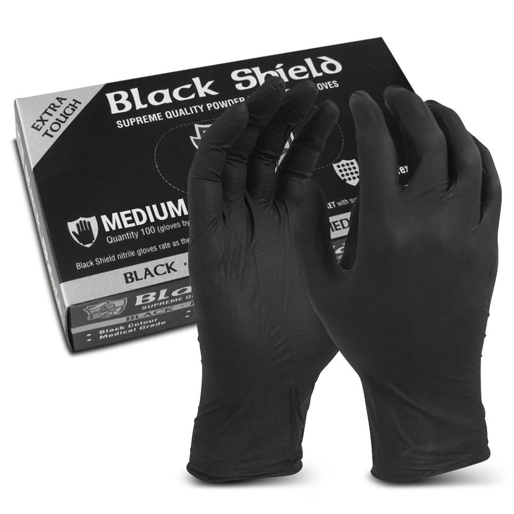 Maxisafe GNB218-M 100-Pack Black Shield Extra Heavy Duty Nitrile Gloves ...