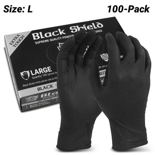 Maxisafe GNB218-L 100-Pack Black Shield Extra Heavy Duty Nitrile Gloves (LARGE)