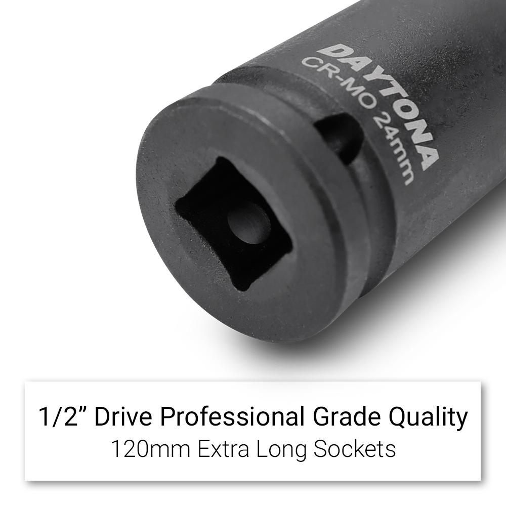 Daytona D12ELIS 12pce 1/2" Drive Deep Impact 10-24mm Metric Socket Set with 120mm Extra Long Socket – image 5