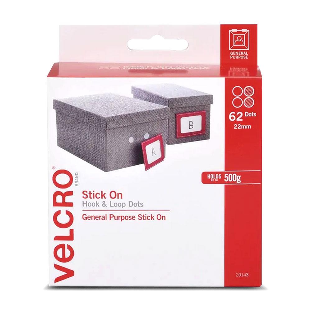Velcro 42717 62-Pack 22mm White General Purpose Stick-On Hook & Loop Dots – image 1