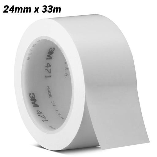 3M 7100044644 (70006748126) 24mm x 33m White Vinyl Tape 471