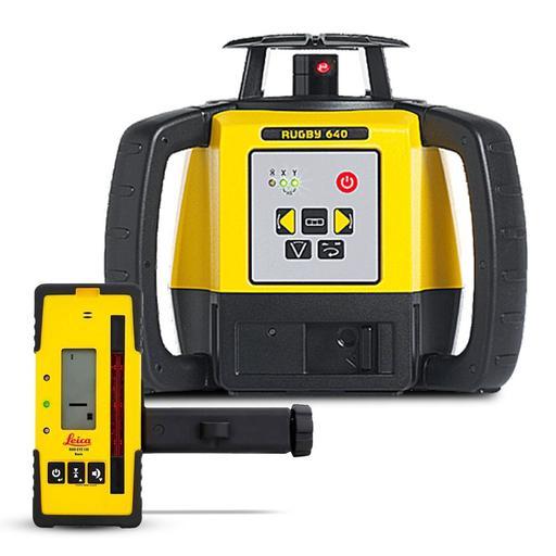 Leica Rugby 640 (LG6011154) Rotating Red Laser Level with Rod Eye 120 Receiver