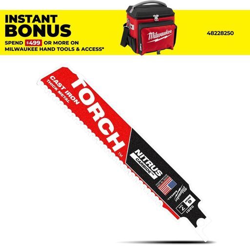 Milwaukee 48005261 Single-Pack 150mm (6") 7TPI SAWZALL TORCH Reciprocating Saw Blade with NITRUS CARBIDE