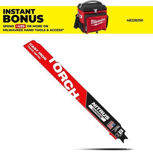 Milwaukee 48005262 Single-Pack 230mm (9") 7TPI SAWZALL TORCH Reciprocating Saw Blade with NITRUS CARBIDE