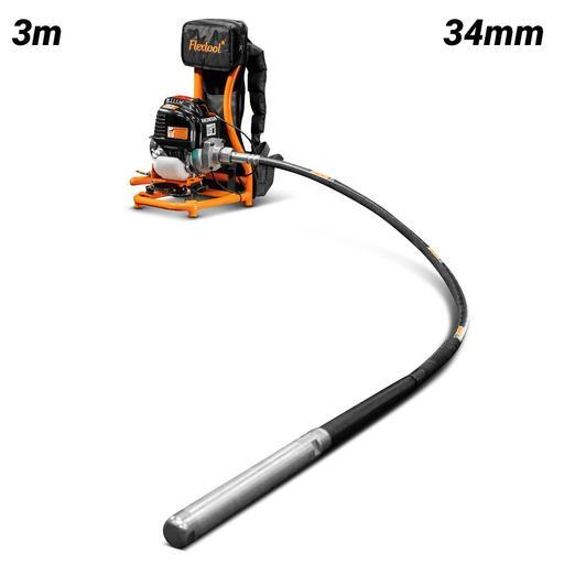 Flextool FT201857-9-60-UNIT (FVE-BP-F3-H34) 1.5HP 3m Portavibe® 34mm Steel Tip Concrete Vibrator Backpack