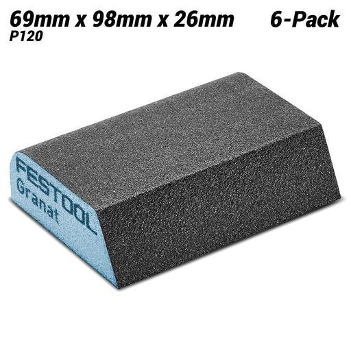Festool 69 x 98 x 26 120 CO GR/6x (201084) 6-Pack 69mm x 98mm x 26mm P120 Grit Granat Abrasive Sanding Sponge
