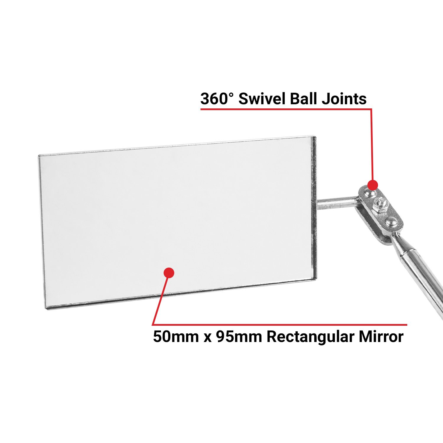 Daytona DTLINSM 775mm (30-1/2") 50mm x 95mm Square Telescopic Inspection Mirror – image 4
