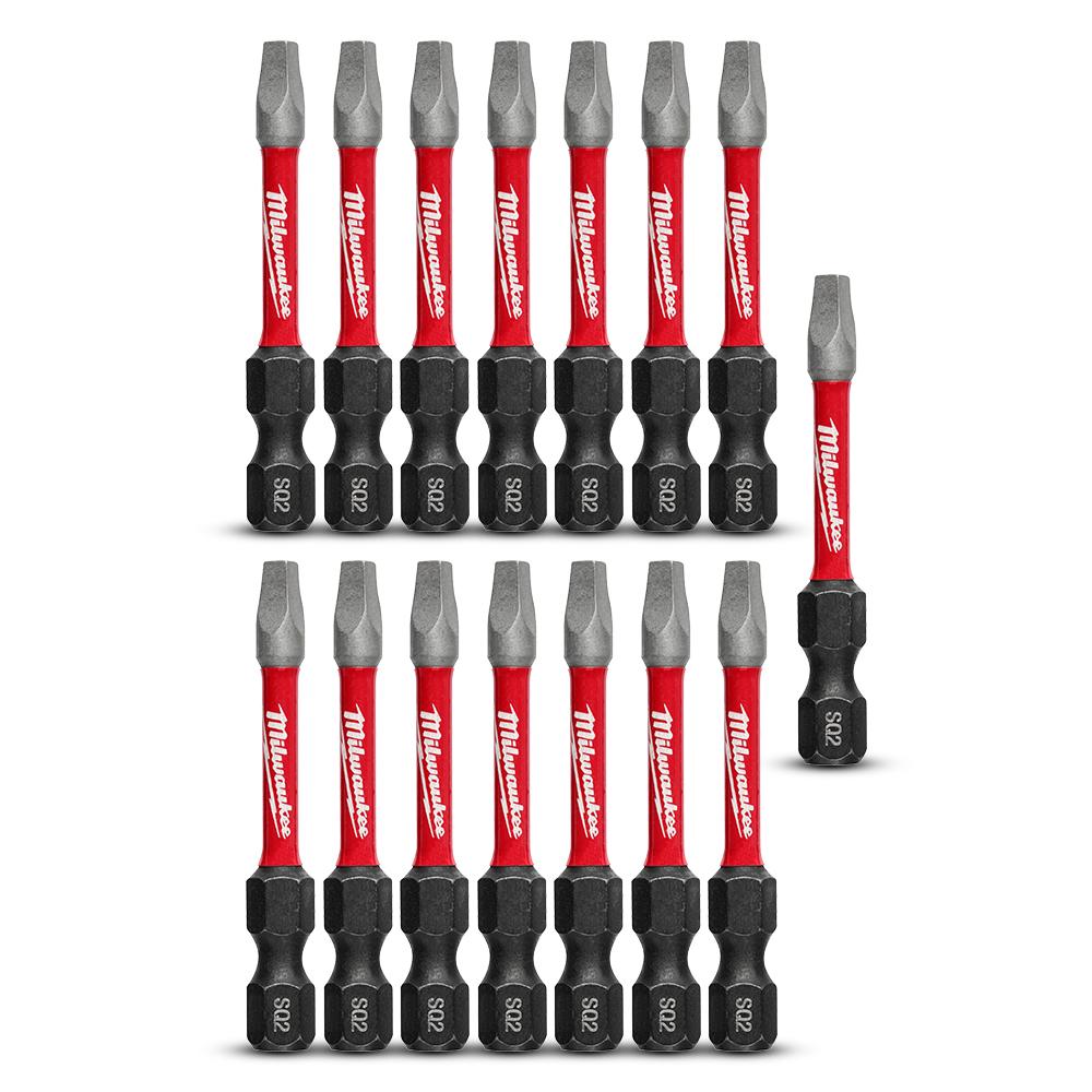 Milwaukee 48325010 15-Pack 50mm (2") SHOCKWAVE Square #2 Power Bit – image 2